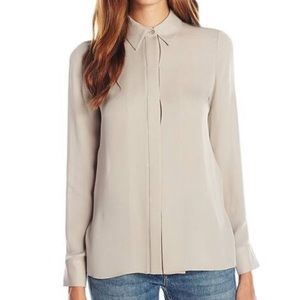 Vince Silk Long Sleeve Button Down Blouse